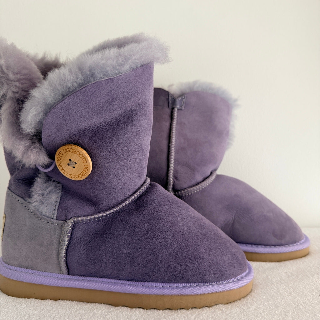 UGG Boots of Australia Sheepskin Button Boots - Vibrant Purple Suede Comfort Sz 4 - Image 1