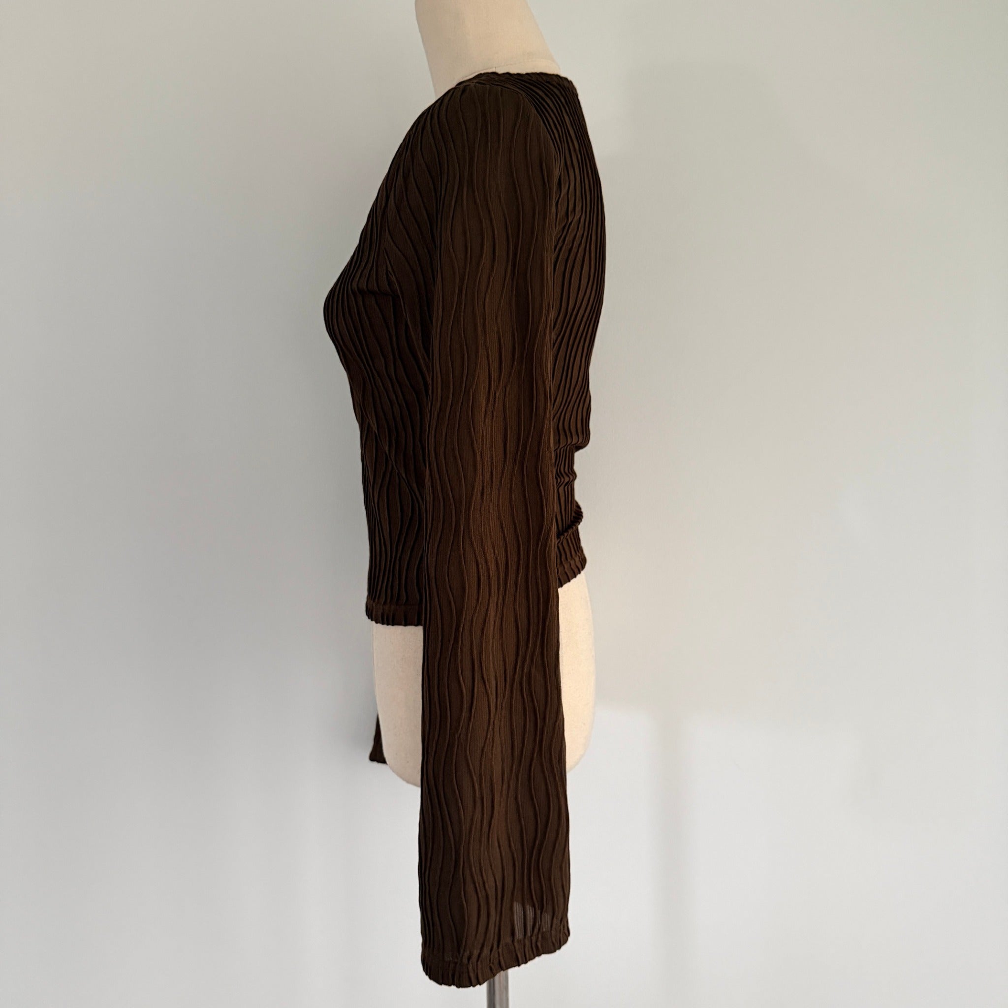 Dazie Womens Brown Polyester Elastane Long Sleeve Textured Top Size 6 Casual - Image 11