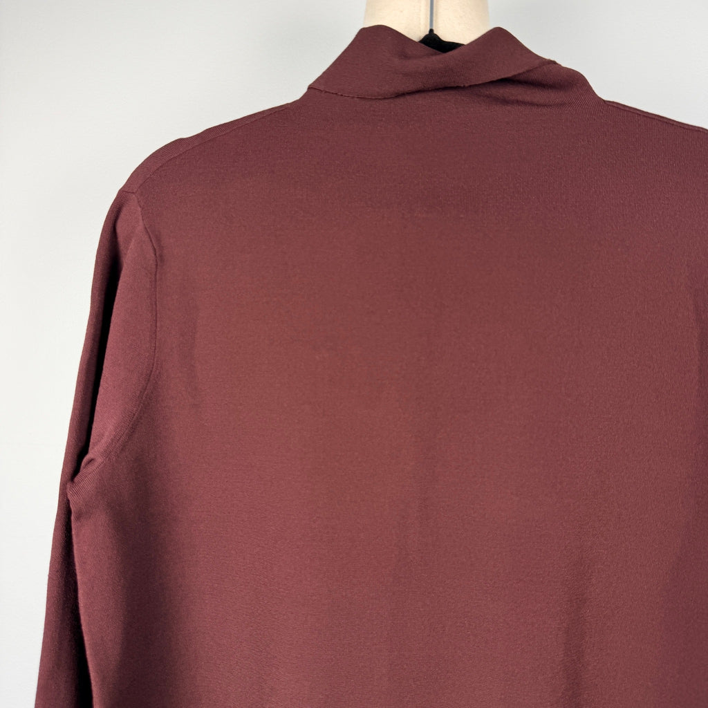 Scanlan Theodore Burgundy Longline Turleneck Knit Top Size m Funnel Neck - Image 9