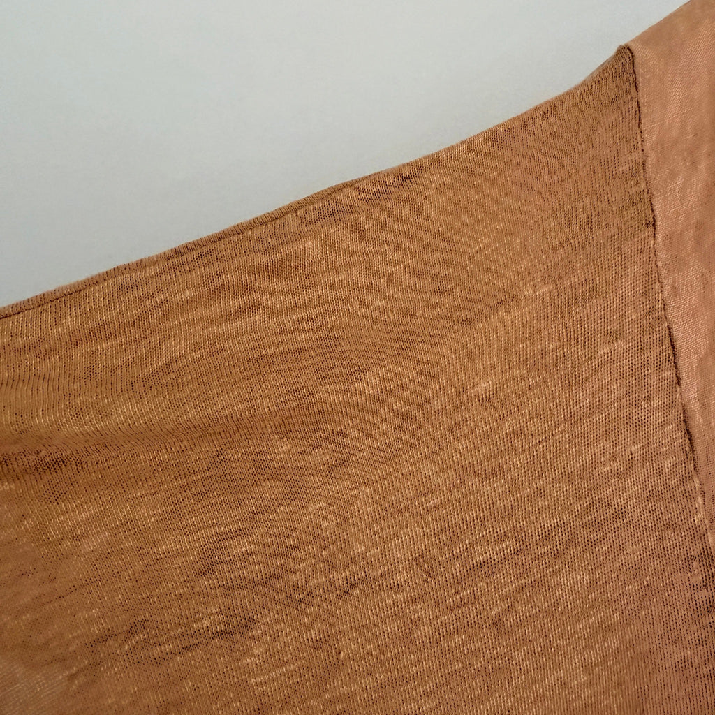 The Shanty Corporation Linen Top Tan V-Neck Relaxed Fit Size S Summer Casual - Image 11