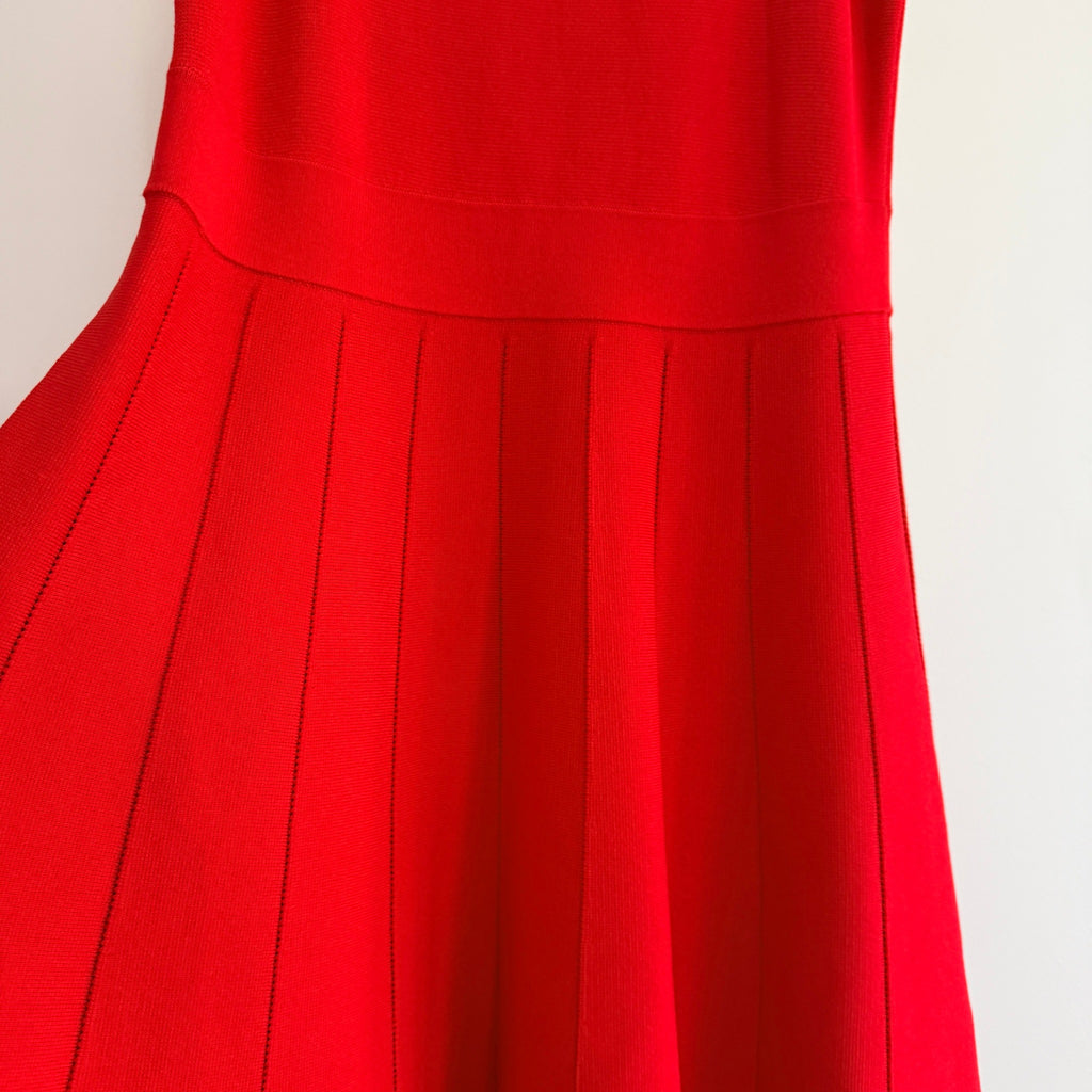 Red Knit Sleeveless Dress Textured Pleated Skirt Size XL NWT Casual - Image 12