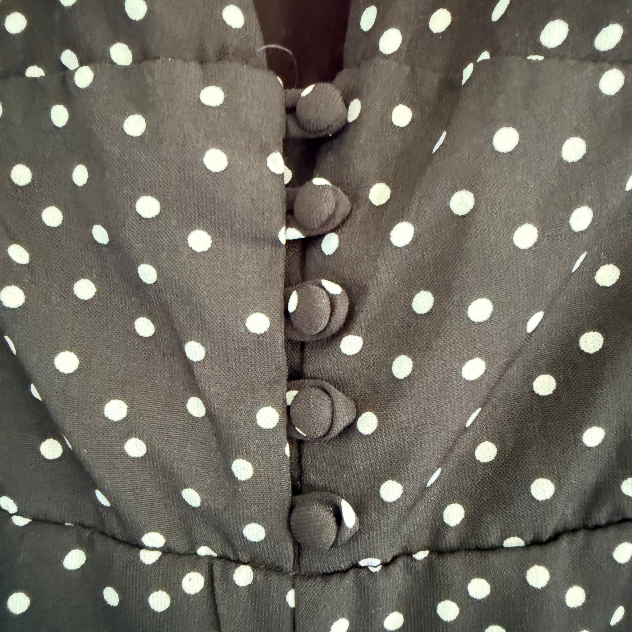Dissh Black Polka Dot Polyester Jumpsuit Sz 14 Puff Sleeve V-Neck Party - Image 8