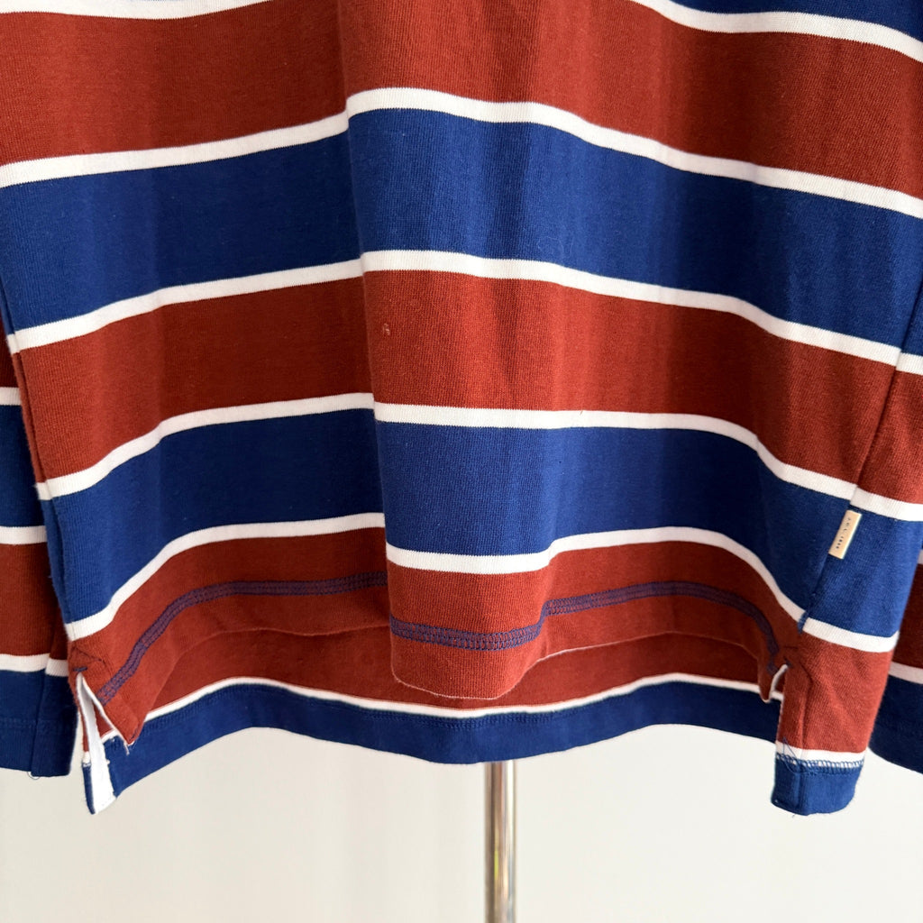 J.C. Lanyon Blue Red White Striped 100% Cotton Rugby Henley Shirt Size S Casual - Image 13