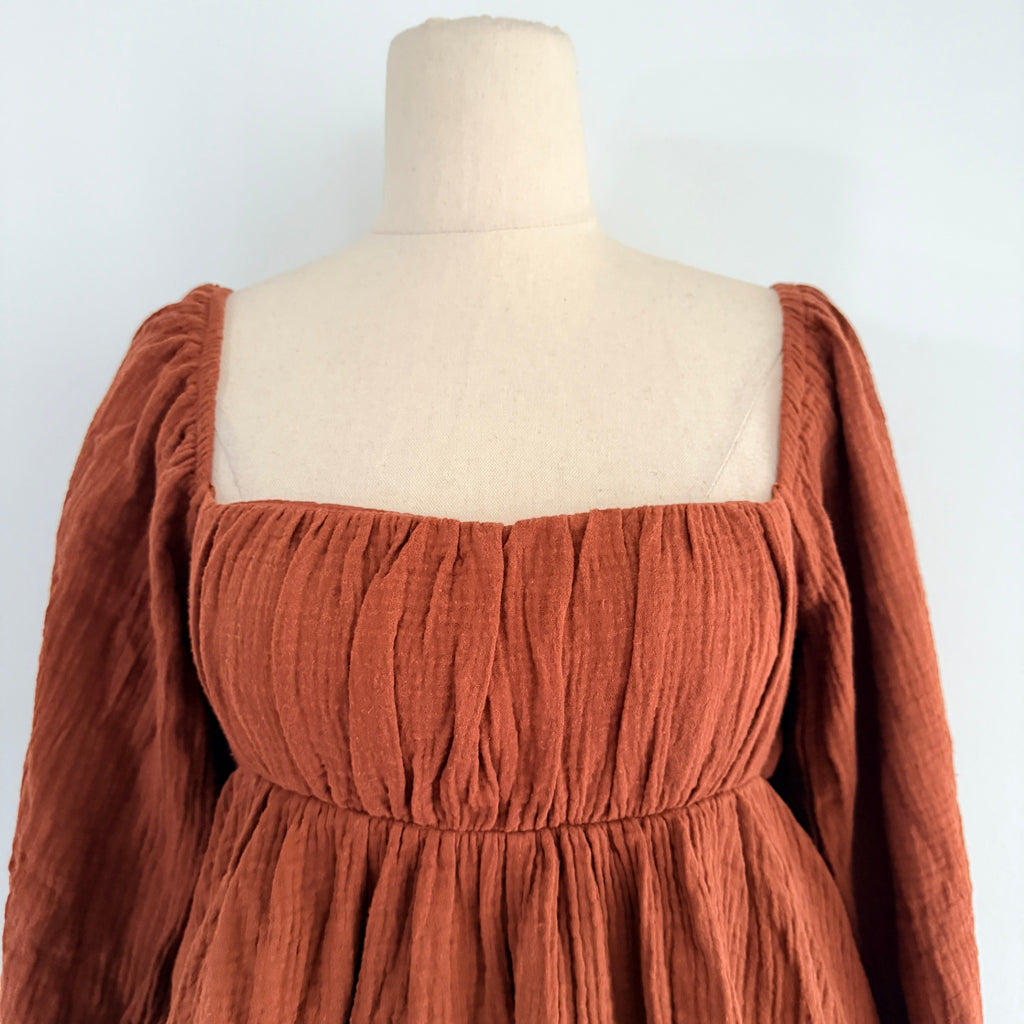 Princess Polly Rust Brown Cotton Gauze Long Sleeve Romper Size 6 Boho BNWT - Image 3