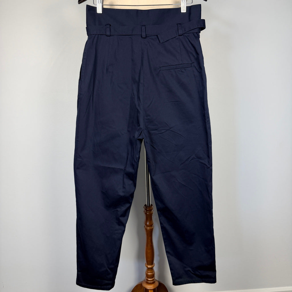 Scanlan Theodore Navy Belted High Waist Tapered Pants Sz 12 Cotton Blend - Image 3
