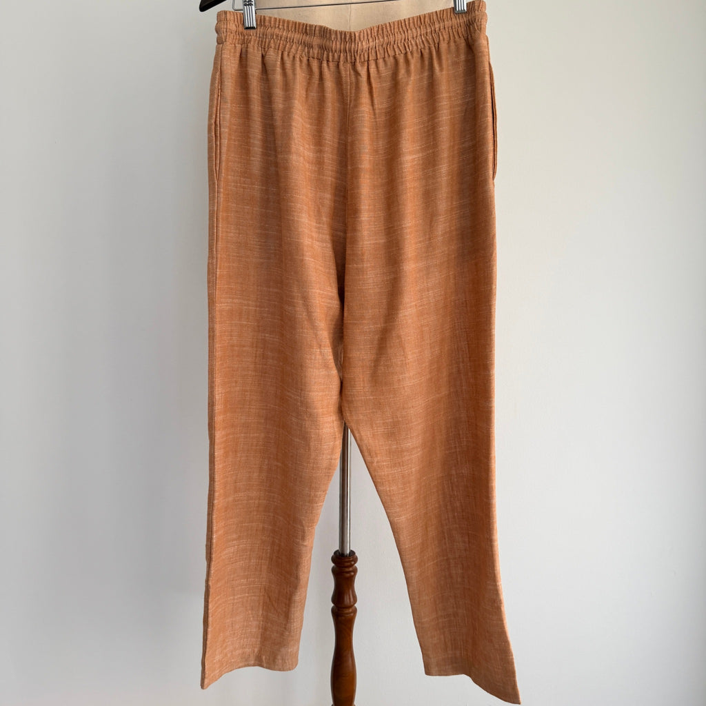 Vine Apparel Brown Cotton Linen Blend Drawstring Joggers Size 14 Casual - Image 2