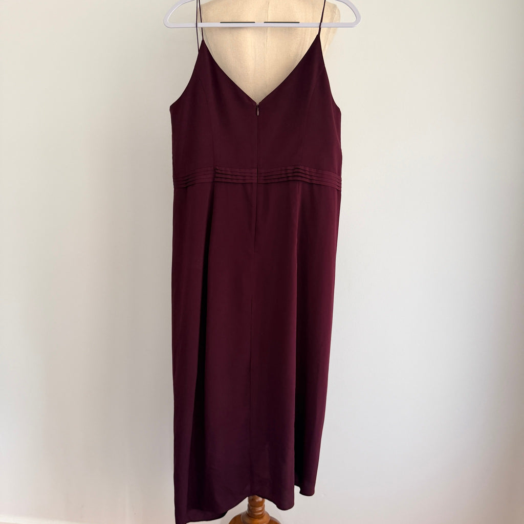 Portmans Signature Midi Dress Burgundy Draped Bodice Wrap Style Size 16 Party - Image 2