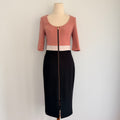 Portmans Colour Block Midi Dress Front Zip Detail Size 10 Casual - Image 1