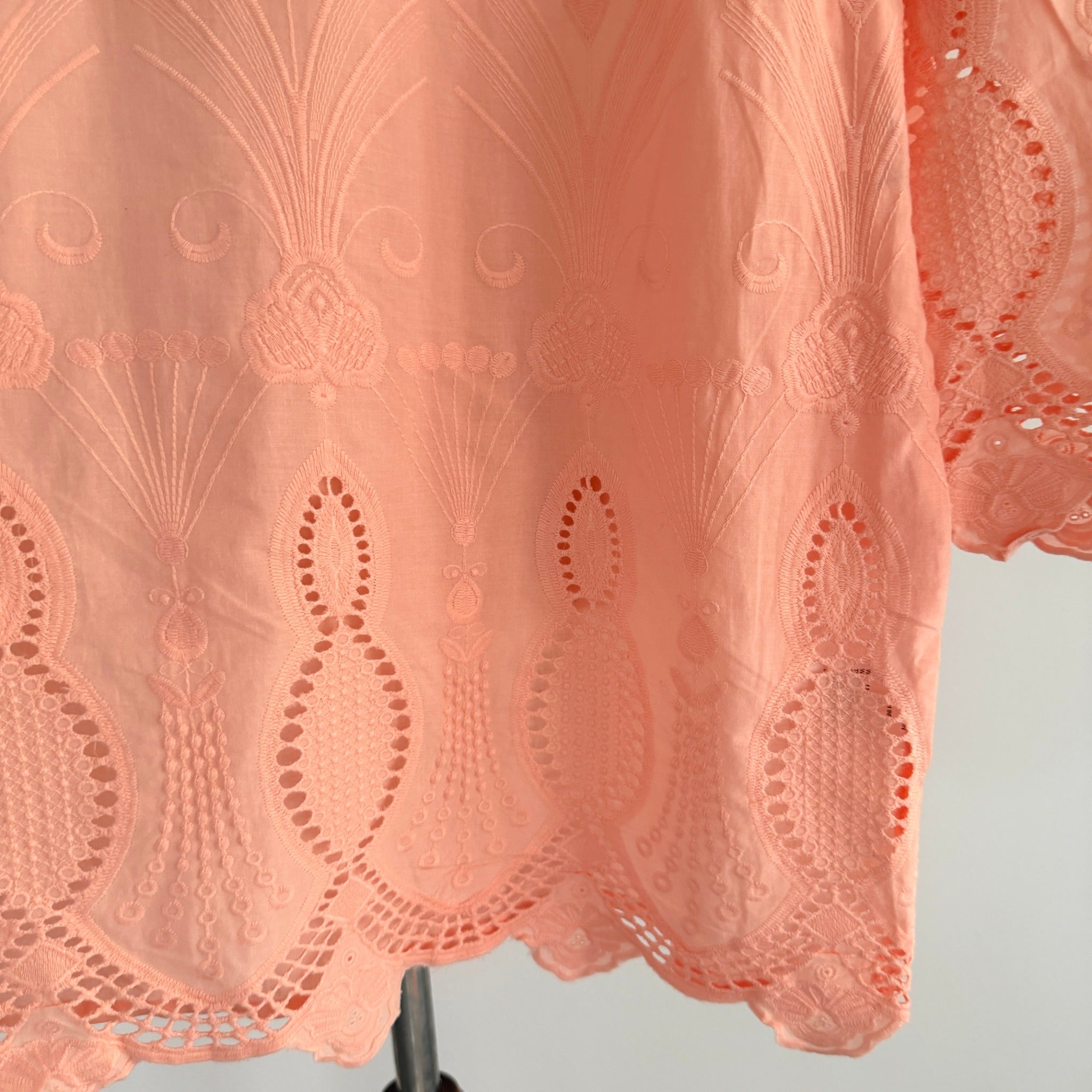 Established Peach Cotton Eyelet Lace Tunic Top Size 14 BNWT Boho Casual - Image 11