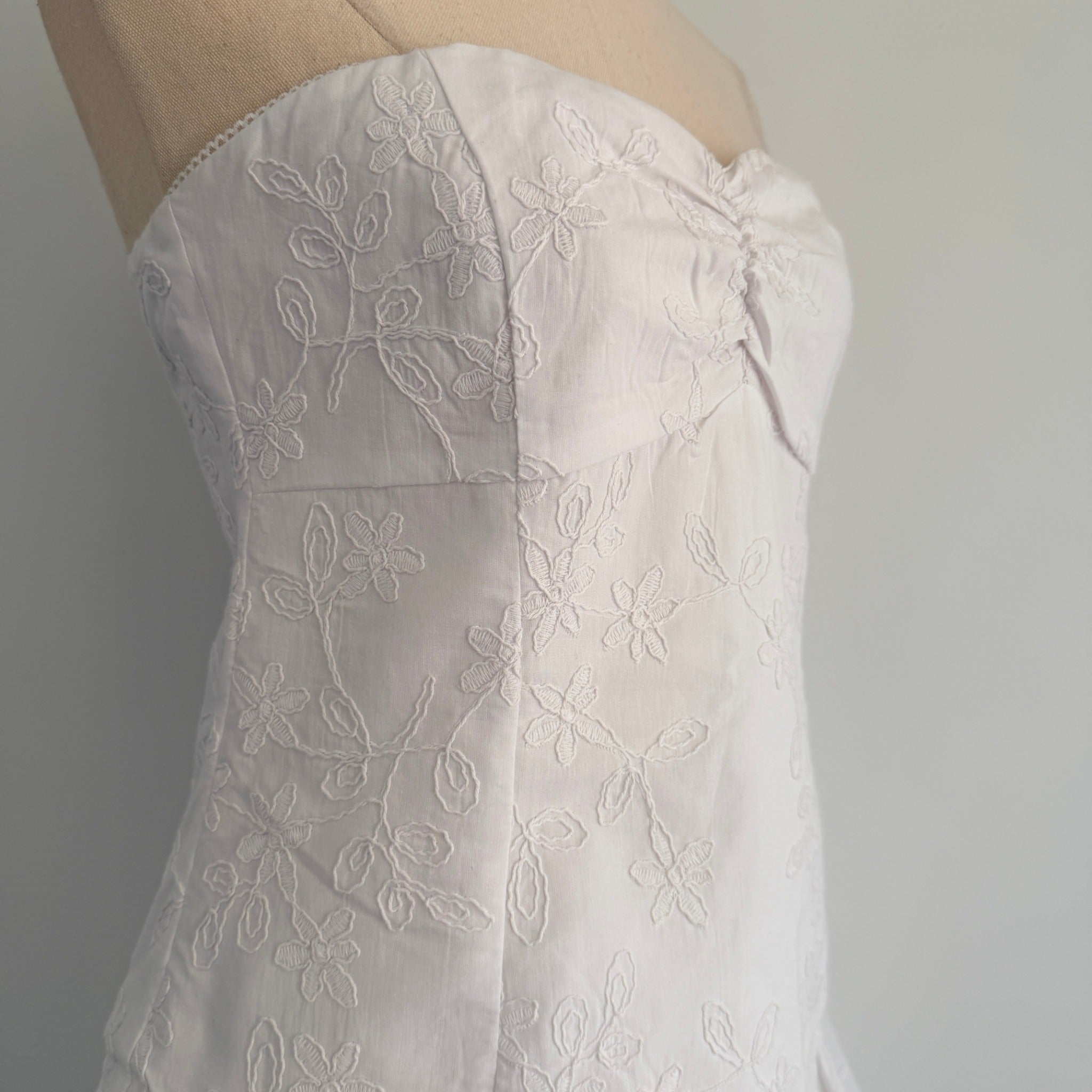 Perfect Stranger White Cotton Mini Dress Strapless Tiered Ruffle Size 12 Party BNWT - Image 6