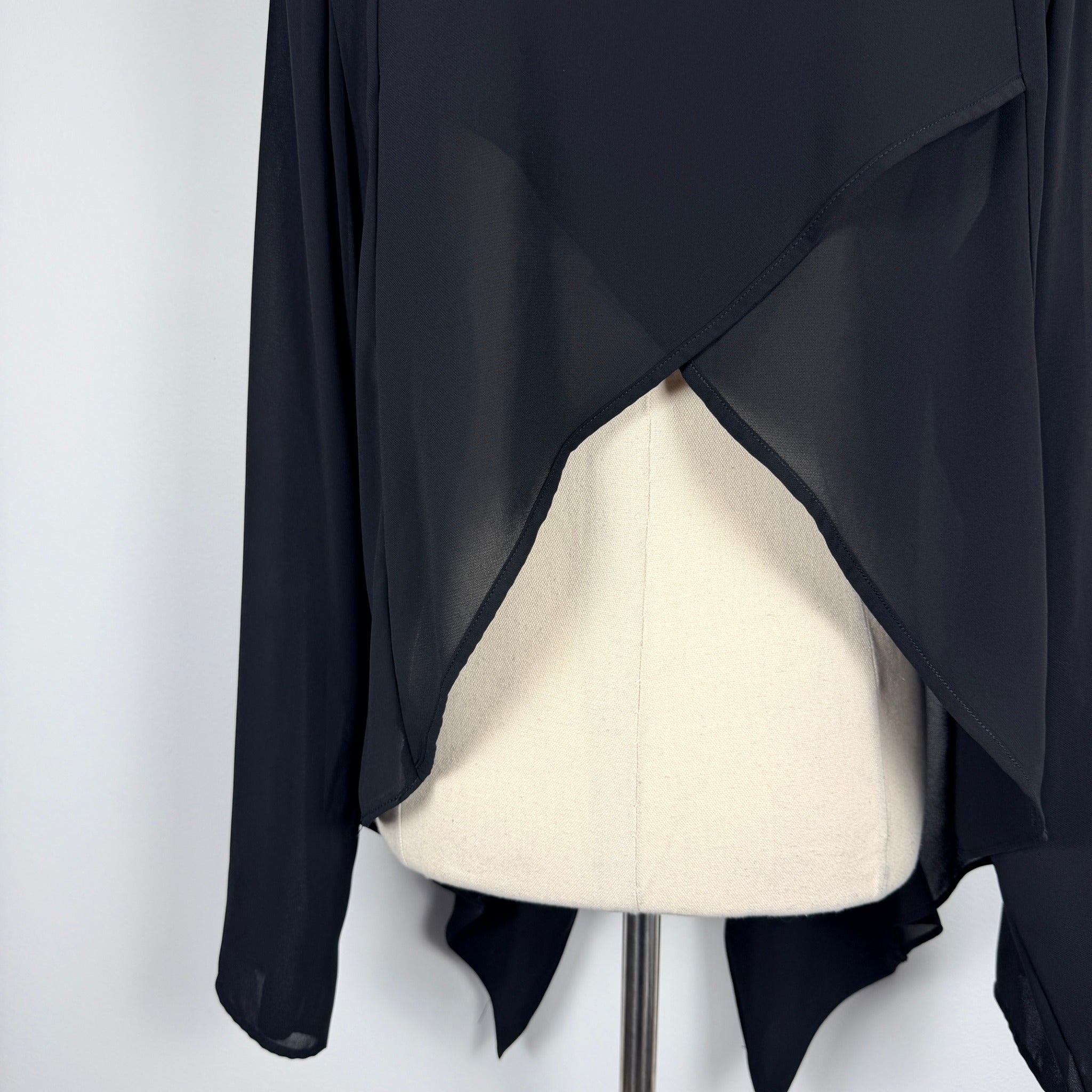 City Chic Black Polyester Chiffon Cardigan Size XS Waterfall Open Front Evening - Image 14