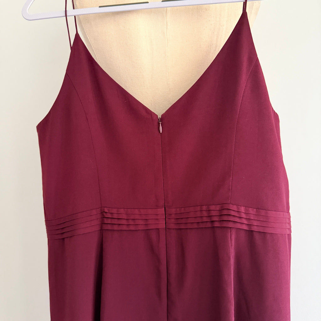Portmans Signature Midi Dress Burgundy Draped Bodice Wrap Style Size 16 Party - Image 4