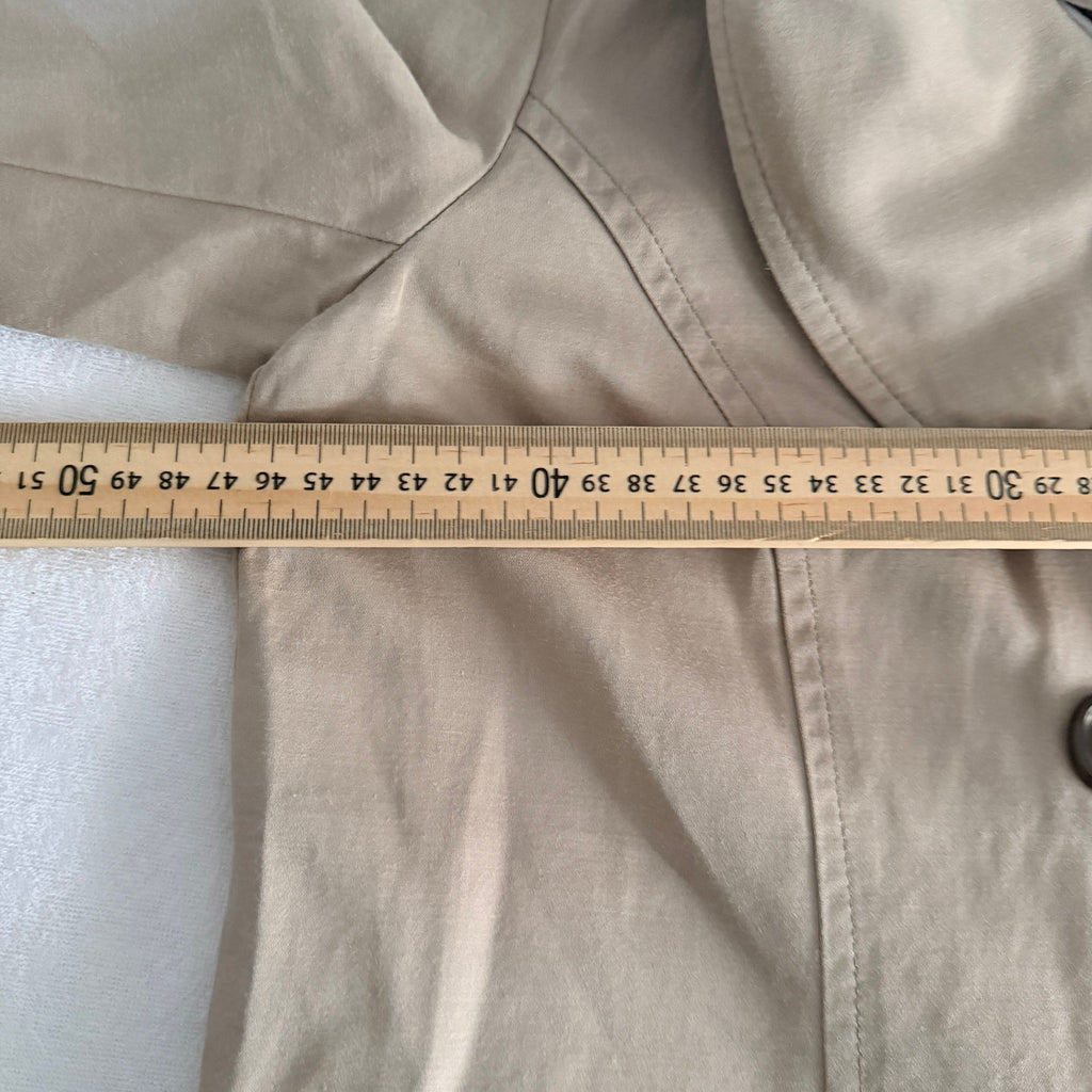 Cue Short Trench Coat  Size 10 Beige Cotton Linen Double Breasted Made Australia - Image 11