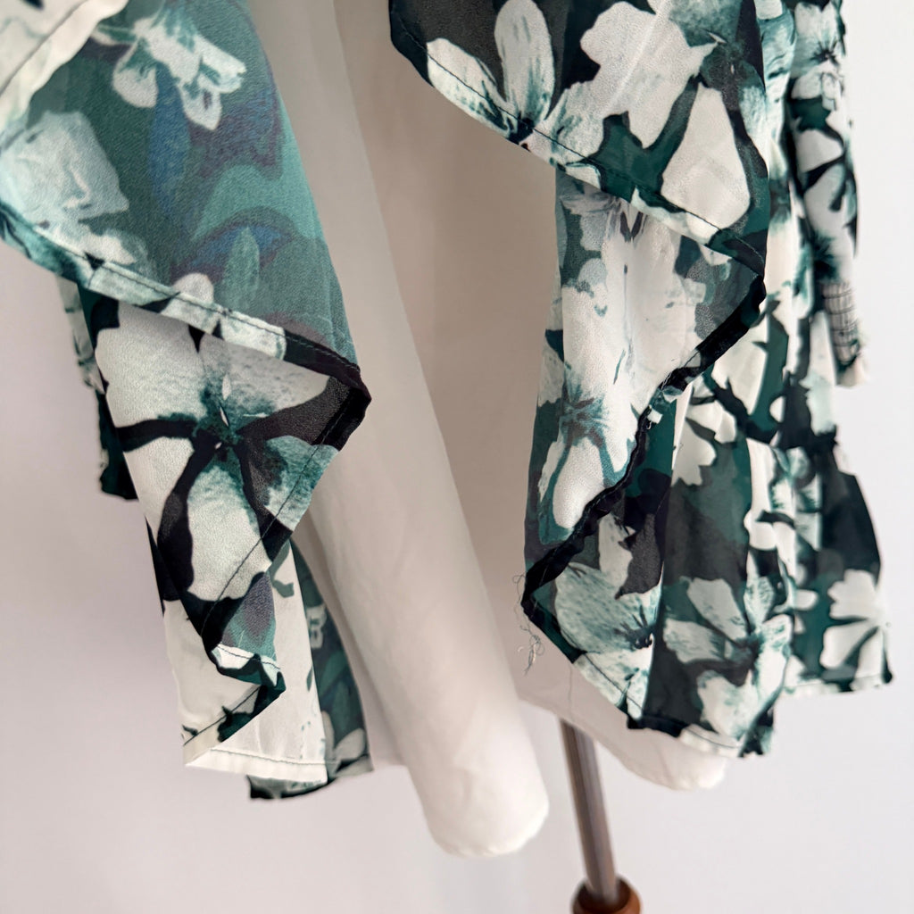 Dotti Floral Tiered Mini Dress - Green & White Size 10 - Image 13