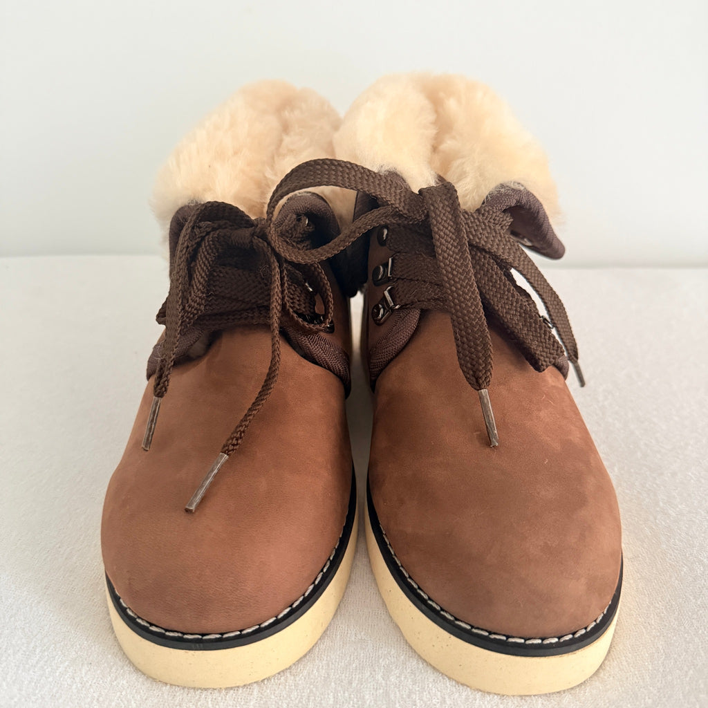 Ugg Boots Of Australia Lace-Up Boots Genuine Sheepskin Lined Brown Suede Sz 5 - Image 12