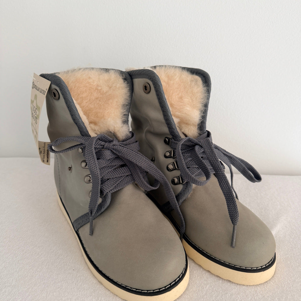 UGG Boots of Australia Lace-Up Ankle Boots - Genuine Sheepskin Shearling Lined Grey - Image 15