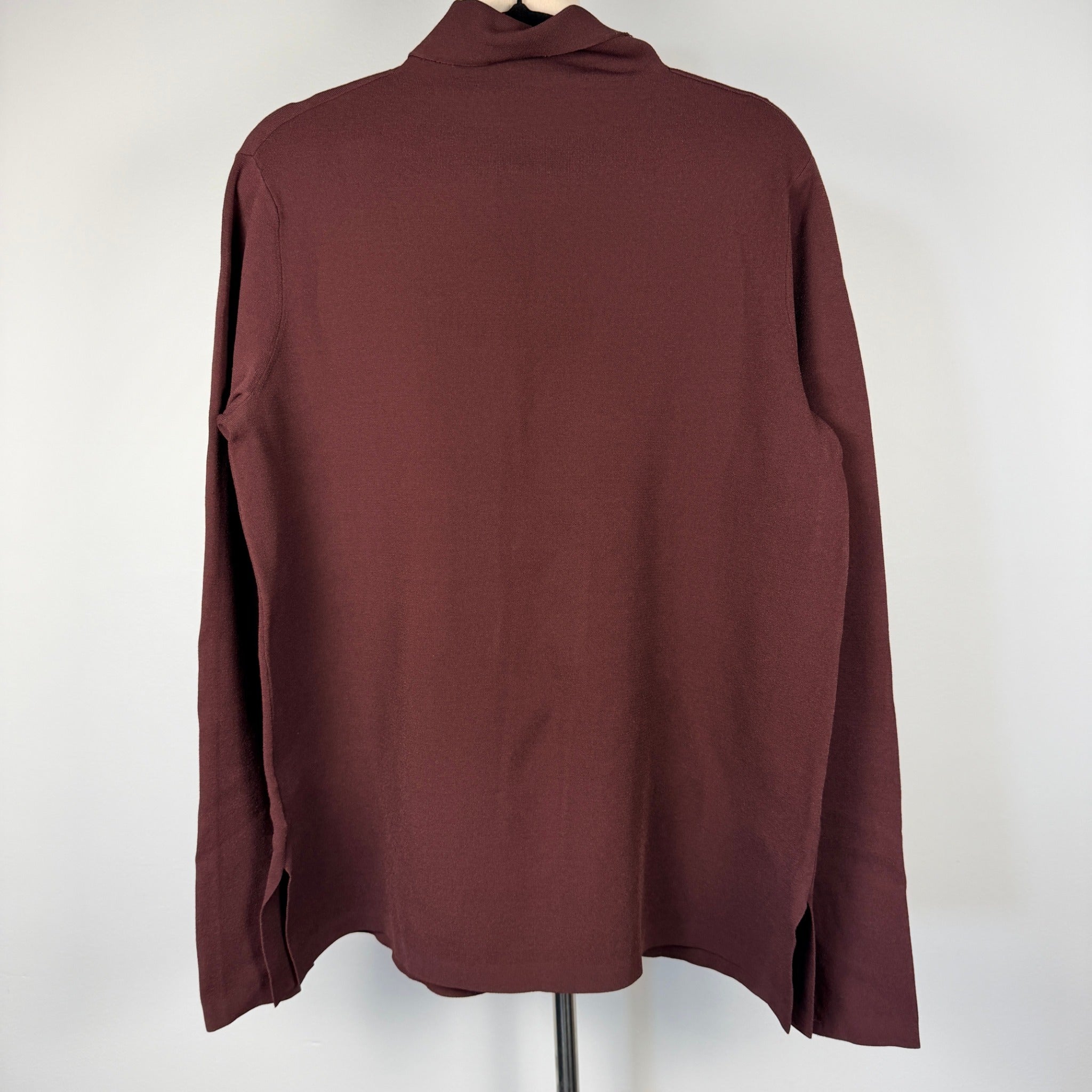 Scanlan Theodore Burgundy Longline Turleneck Knit Top Size m Funnel Neck - Image 10