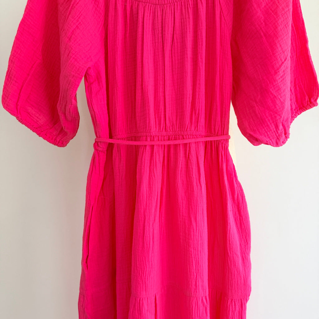 Sass Felix Tiered Midi Dress Hot Pink Size 14 BNWT Casual - Image 4