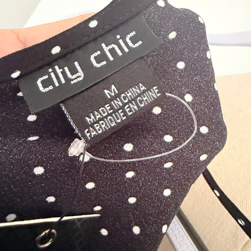 City Chic Polka Dot Black Polyester Frill Off Shoulder Top Size M BNWT NWT - Image 6