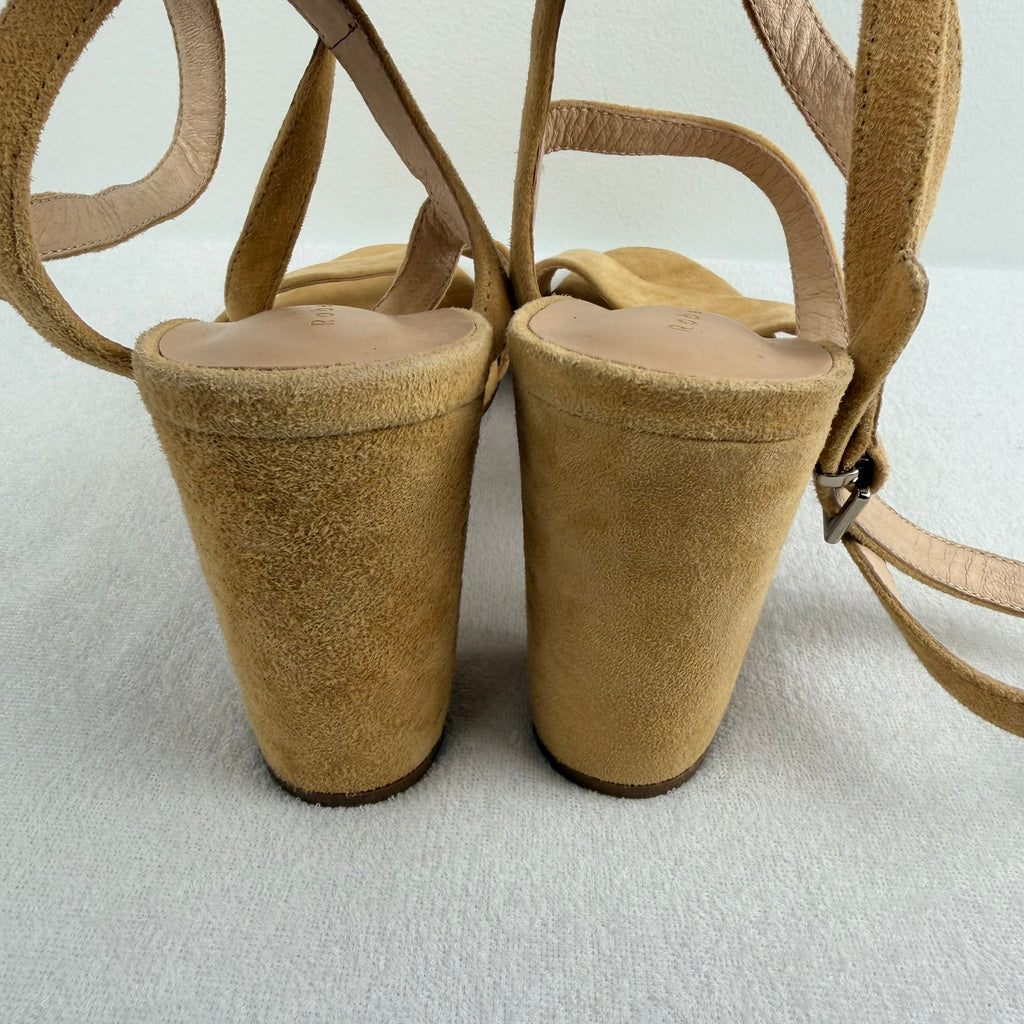 Robert Robert Tan Suede Ankle Wrap Block Heel Sandals Size 39 - Image 13