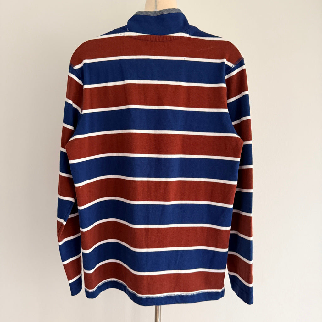 J.C. Lanyon Blue Red White Striped 100% Cotton Rugby Henley Shirt Size S Casual - Image 2