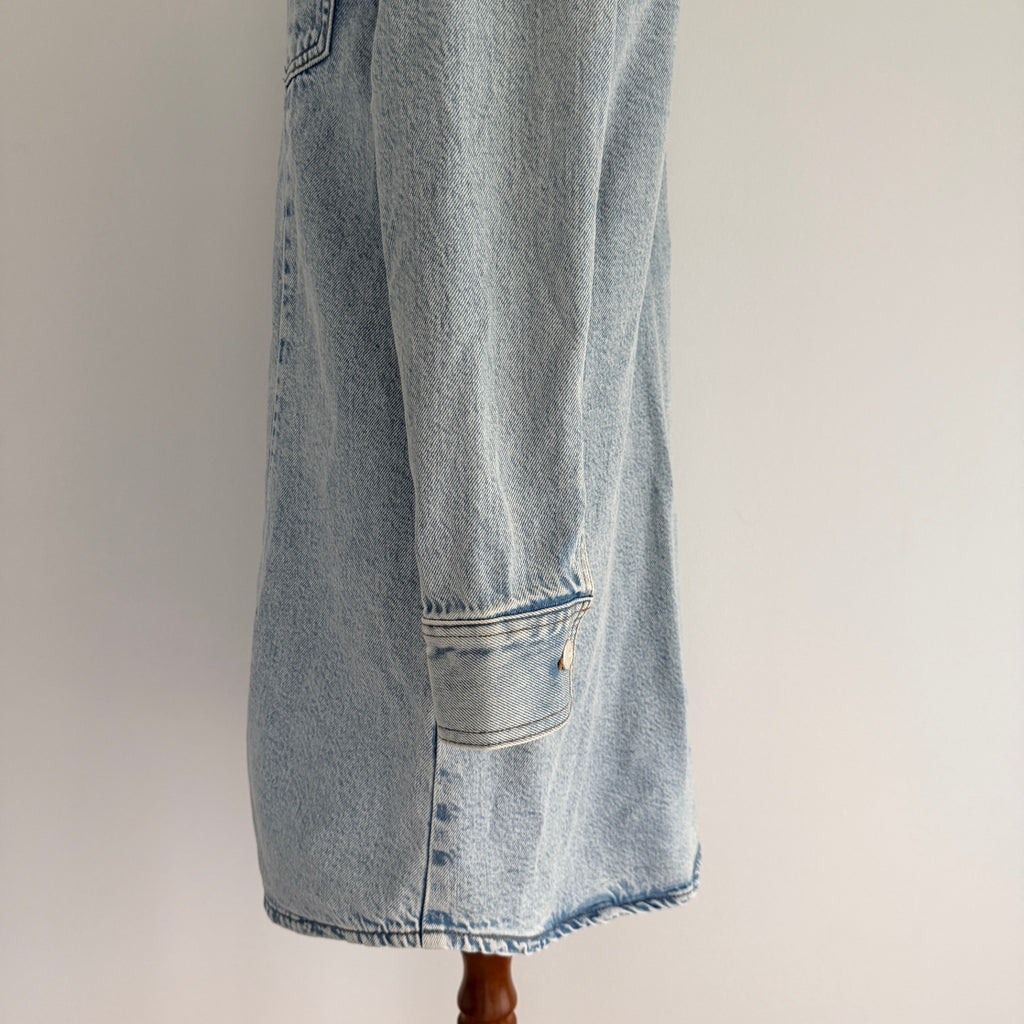 Dannii Minogue Petites Blue Cotton Denim Shirt Dress Size 10P Button Up Casual - Image 14