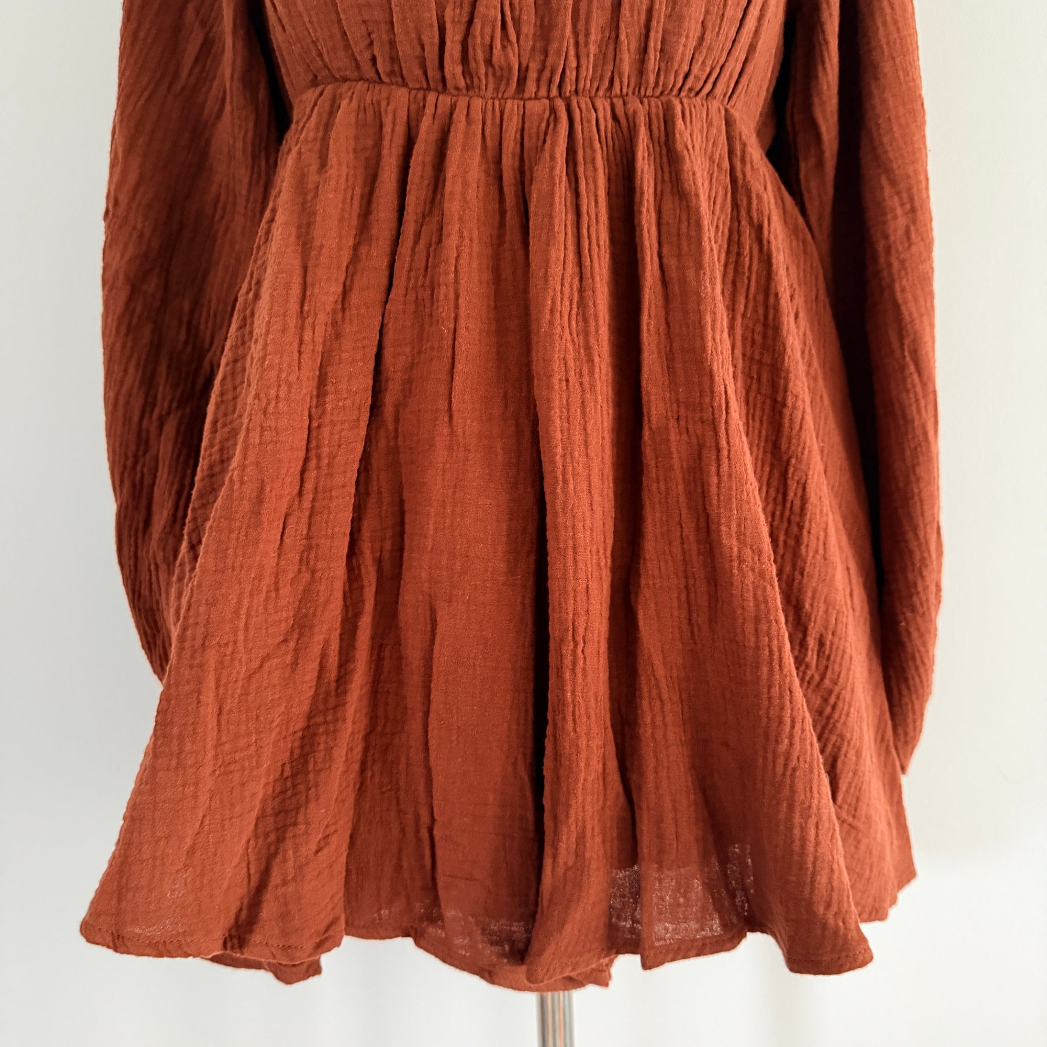 Princess Polly Rust Brown Cotton Gauze Long Sleeve Romper Size 6 Boho BNWT - Image 15