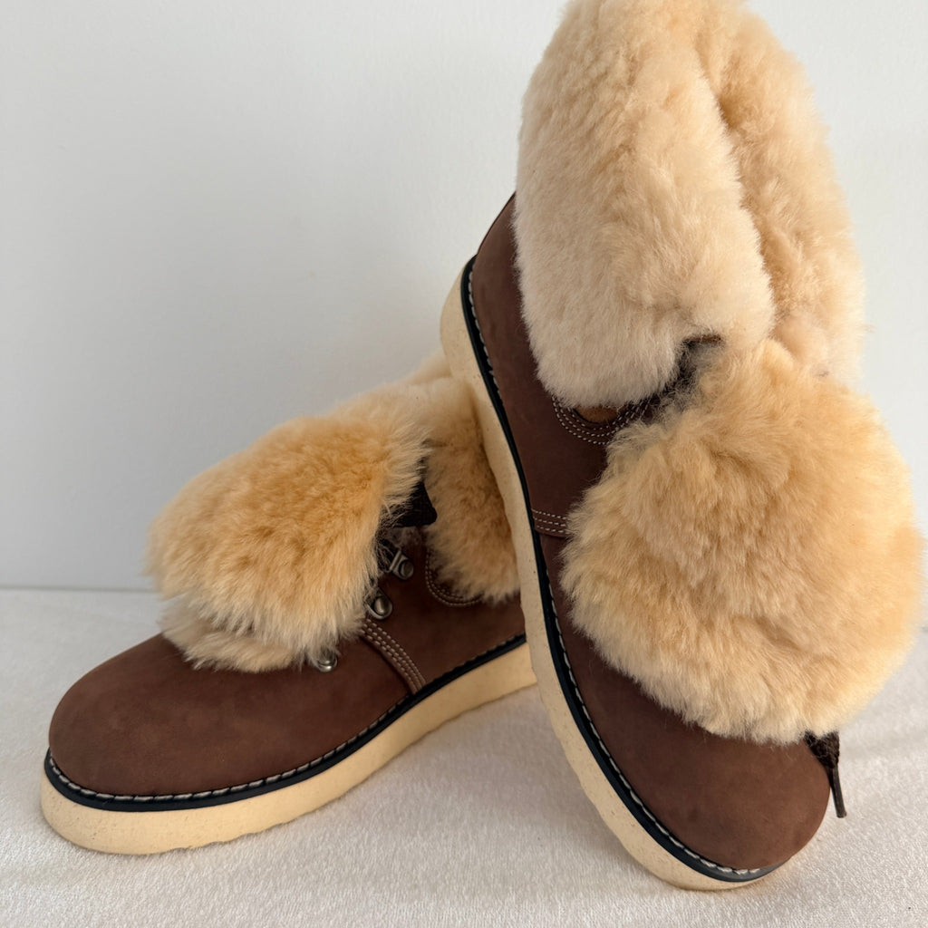 Ugg Boots Of Australia Lace-Up Boots Genuine Sheepskin Lined Brown Suede EU 36 - Image 11