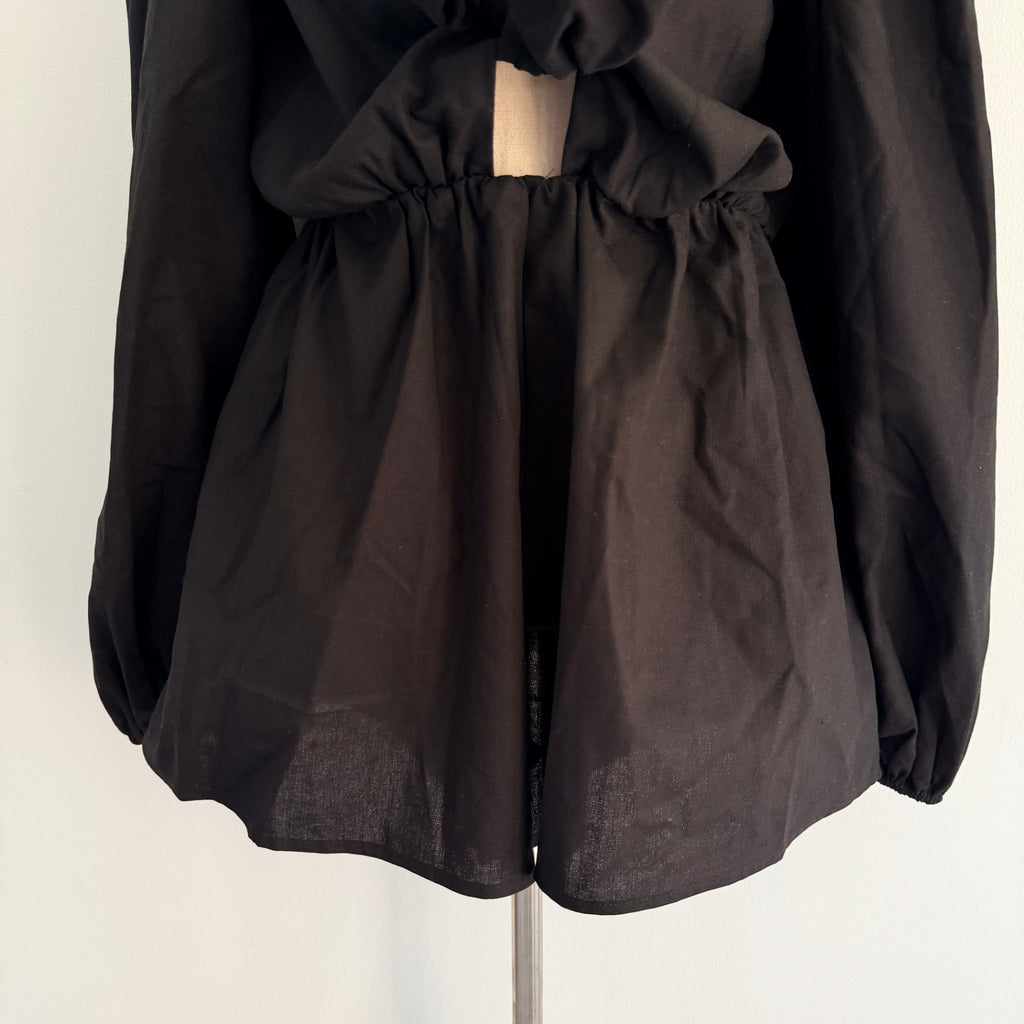 Tussah Katana Playsuit Black Linen Blend Tie Front Size 8 BNWT Party - Image 8