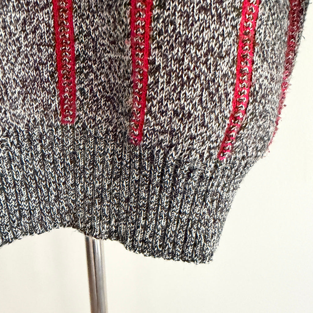 Playback Grey Red Acrylic Striped Knit Polo Sweater Sz M Vintage 90s Casual - Image 7
