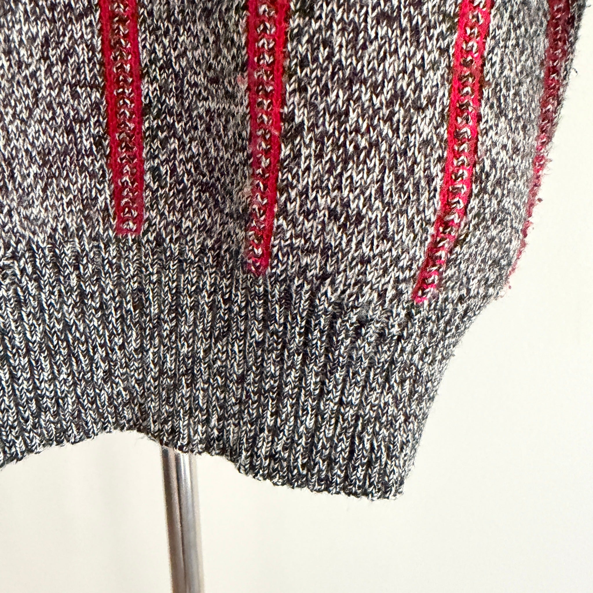 Playback Grey Red Acrylic Striped Knit Polo Sweater Sz M Vintage 90s Casual - Image 7