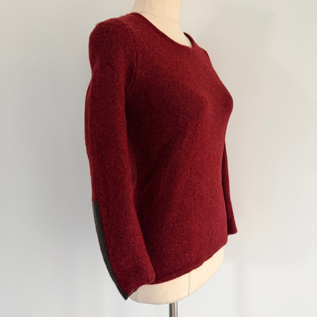 Elk The Label Womens Burgundy Merino Wool Blend Jumper Size M Crew Neck Casual - Image 12