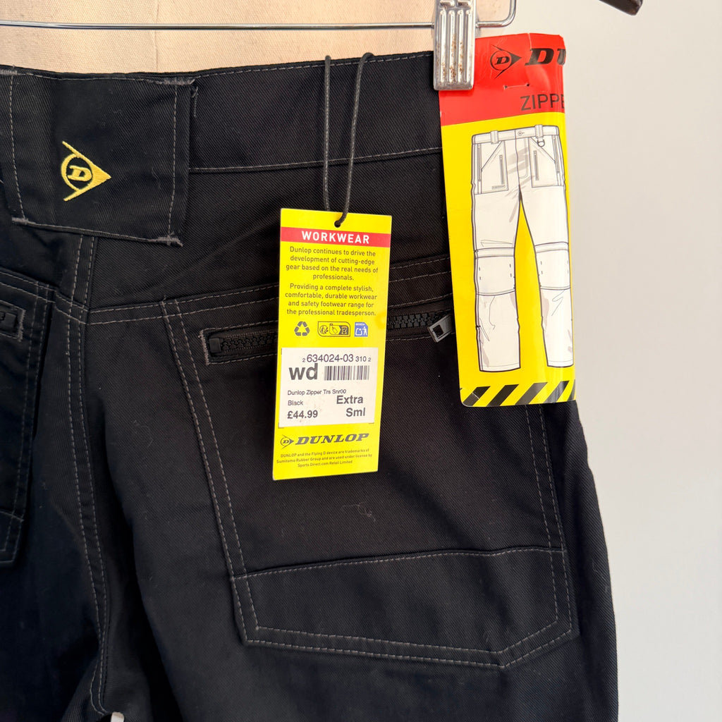 Dunlop Black Poly Cotton Cargo Work Trousers Zipper Relaxed Fit W28 L32 Workwear BNWT - Image 5