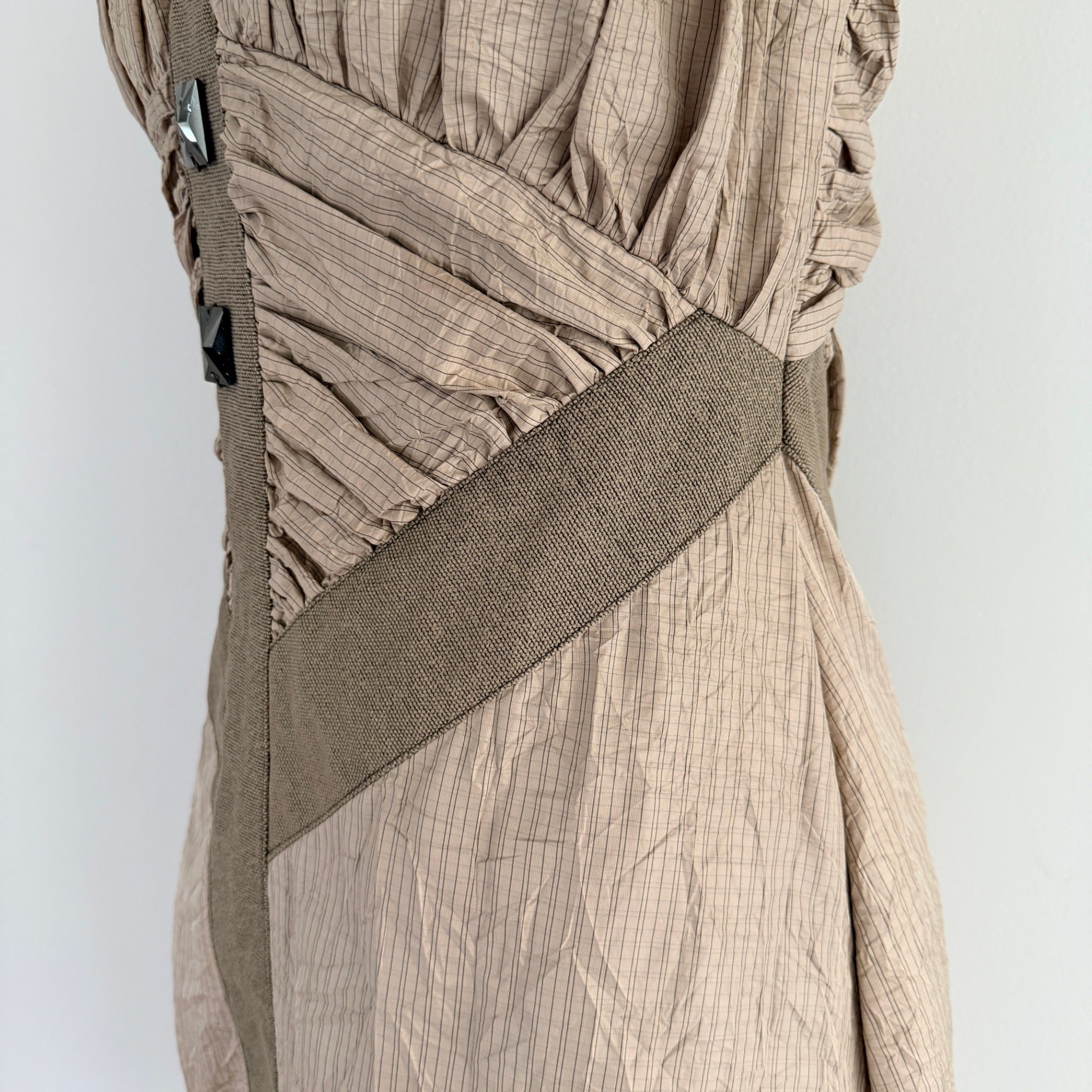 Manning Cartell Beige Polyester Strapless Dress Sz 12 Swarovski Crystal Party - Image 15